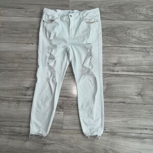 Judy Blue White Distressed Skinny Jeans Shredded Raw Hem JB84217-SF Size 11/30